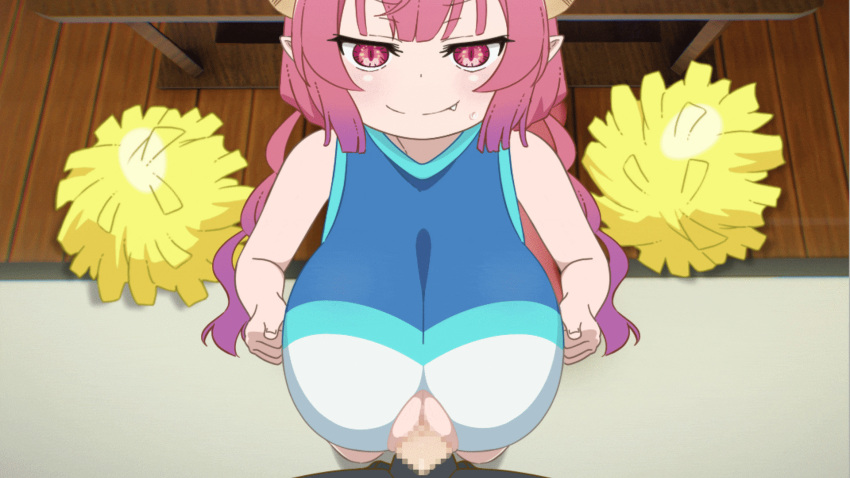 1boy 1girls 2d 2d_animation animated animated_gif big_breasts big_penis boobjob breasts censored cheerleader cheerleader_uniform eye_contact female gif horns huge_breasts ilulu_(dragon_maid) joutarou joutarou_taku large_breasts large_penis light-skinned_female light-skinned_male light_skin looking_at_viewer miss_kobayashi's_dragon_maid monster_girl mosaic_censoring outercourse paizuri paizuri_under_clothes penis perpendicular_paizuri red_eyes red_hair shortstack