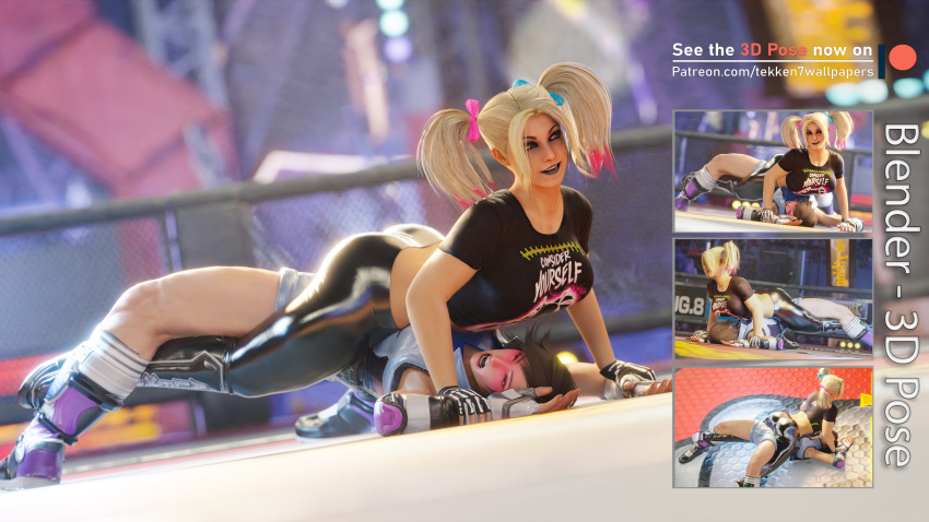 2girls 3d absurdres alexa_bliss blonde_hair blue_eyes blush boots breasts brown_hair catfight cleavage crossover defeat defeated dominant_female dominated domination dominatrix female female_domination female_only female_with_female femdom fight fighting held_down helpless highres kazama_asuka lezdom midriff moaning moaning_in_pain multiple_girls petite pinned pinned_arms pinned_down restrained screaming sensual short_hair shorts sitting smile tekken tekken7wallpapers thick_thighs thighs twintails wrestling_ring wrestlingryona wwe wwe_2k20 wwe_diva yuri