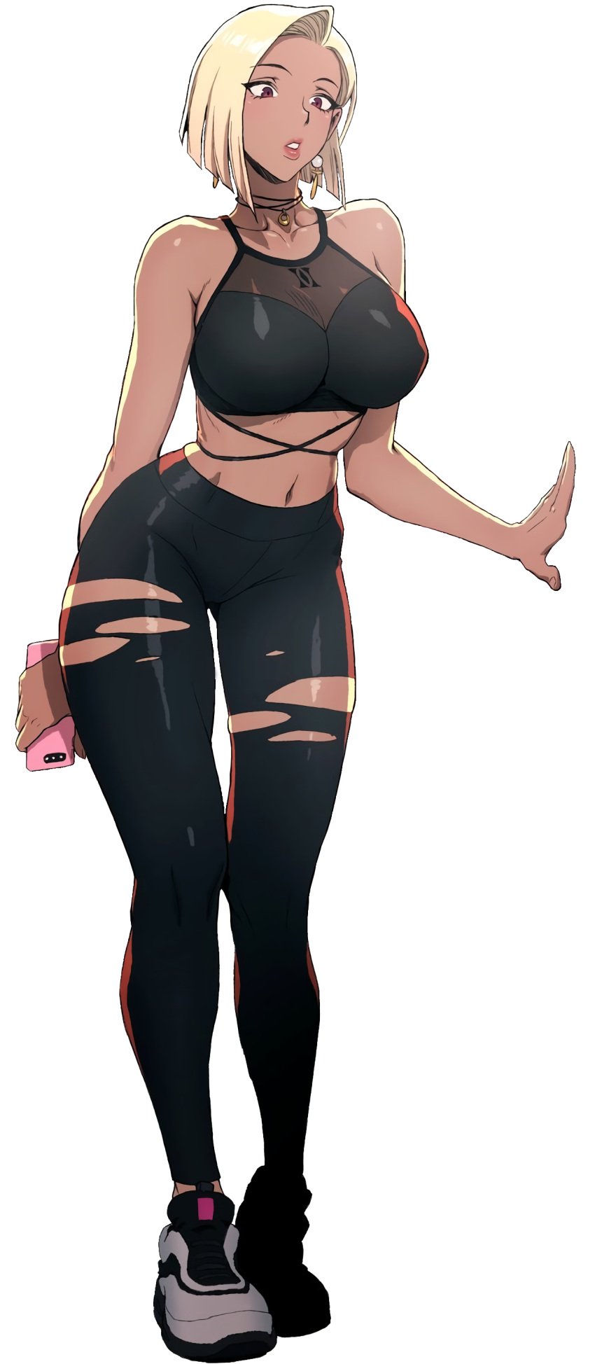 clothed curvy dark-skinned_female gym_clothes large_breasts manhwa manhwa_edit mo_hani render sexercise_(series) shuroop solo_female transparent_background