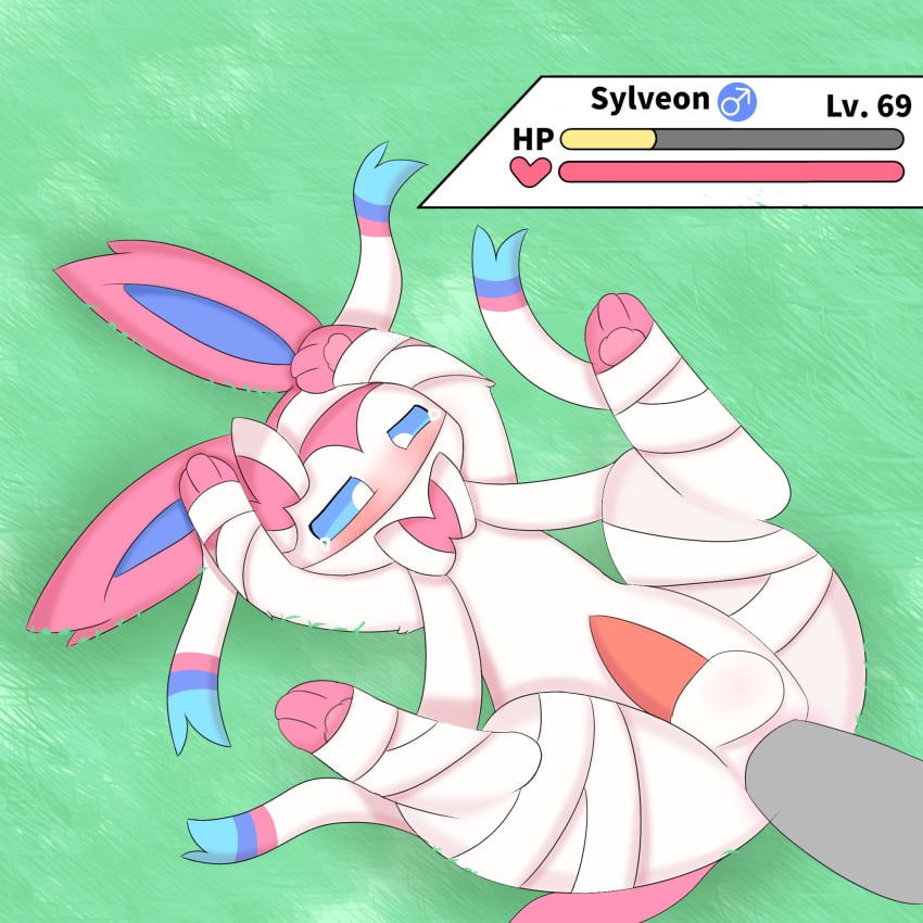 1:1 anal anal_sex anus balls blush bondage bound eeveelution feral genitals hanabi162271945 hi_res male male/male male_only male_penetrated male_sylveon nintendo open_mouth penetration penis pink_penis pokémon_(species) pokemon ribbons simple_background solo sylveon video_games