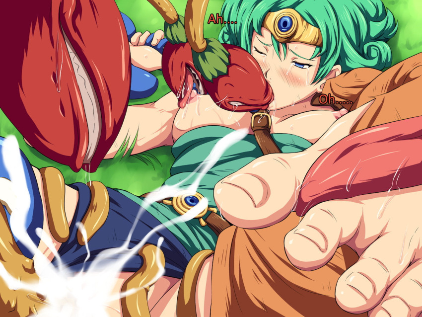 ai_translated areolae barefoot blush breast_outside captured captured_heroine carnivine_(dragon_quest) censored clothed_sex clothing cum cum_inside defeated defeated_heroine dragon_quest dragon_quest_iv dress dress_pull english_text feet foot_fetish foot_focus foot_lick foot_licking forced_kiss french_kiss hard_translated heroine_(dq4) kissing licking_feet licking_foot licking_nipples maku_(l-u) makura_no_doushi medium_breasts monster nipples panties panties_aside plant plant_monster plant_tentacle plant_tentacles rape sex slime_(dragon_quest) tentacle tentacle_sex text toes tongue_between_toes translated vaginal_penetration