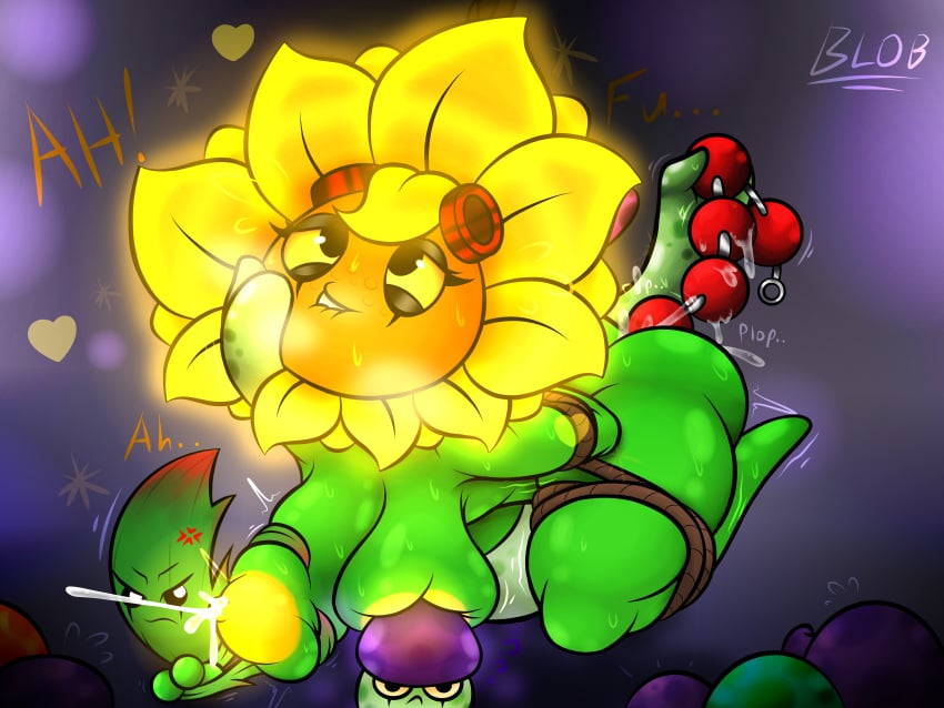 anal_beads biting_lip blobslimey bondage masochism nightcap_(pvz:h) plantie plants_vs_zombies:_heroes solar_flare_(pvz)