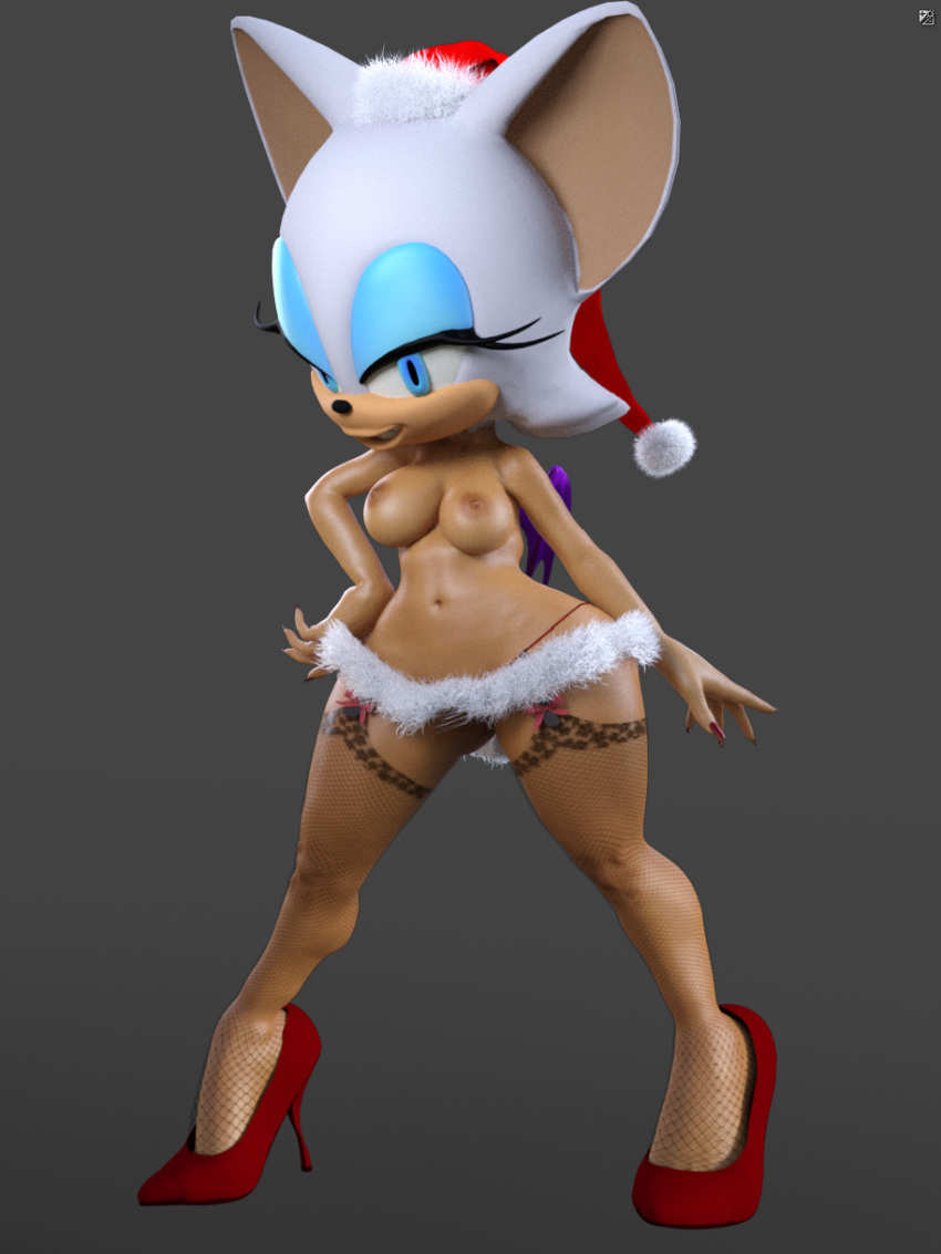 1girls 3d 3d_model bat bat_wings big_breasts big_head breasts christmas cpc daz3d daz_studio heels mobian mobian_(species) mobian_bat rouge_the_bat sega sonic_(series) sonic_adventure_2 sonic_the_hedgehog_(series) tagme thick_thighs thighhighs thighs