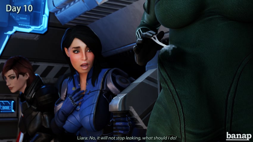 >_> 3d 3d_(artwork) :o asari ashley_williams banap big_penis black_hair blender bulge clothed commander_shepard cum_hungry cum_stain cum_string cum_through_clothes dialogue embarrassed femshep futanari gasp horny leaking leaking_cum leaking_precum liara_t'soni looking_aside looking_at_penis mass_effect penis_awe penis_shaped_bulge red_hair sci-fi secretly_loves_it shocked shocked_expression smirk text