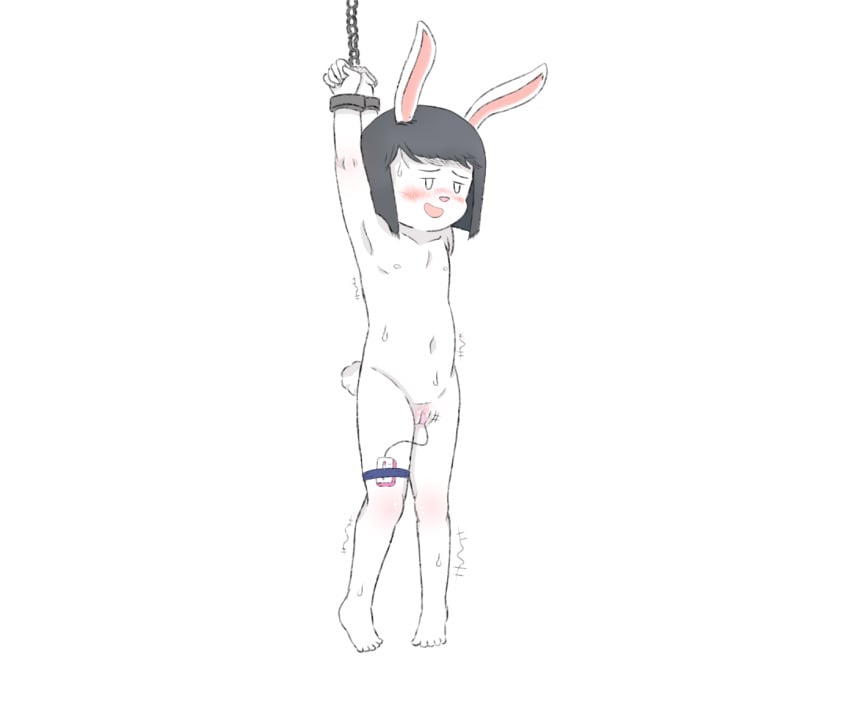 1girls anthro arms_above_head black_hair blush bound_wrists bunny_girl cub elinor_rabbit elinor_wonders_why female furry hands_tied lagomorph pbs pbs_kids_(copyright) pbskids pleasure_face pussy rabbit sex_toy solo tagme vaginal_insertion vibrator young