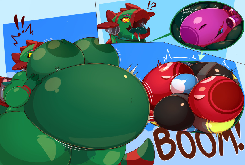 ! 2021 3_fingers aircraft airship anthro areola balloon belly big_areola big_belly big_breasts big_nipples bloonarius bloons_td_6 bloons_tower_defense bodily_fluids breasts comic cracker_(artist) digital_media_(artwork) english_text eyebrows female fingers giantess green_body group hi_res huge_breasts huge_thighs hyper hyper_belly hyper_breasts hyper_thighs inflatable internal living_aircraft living_machine living_vehicle looking_surprised machine macro macro_focus motion_lines navel nipples not_furry nude open_mouth rumbling_stomach saliva saliva_on_tongue shaded simple_background solo_focus text thick_thighs tongue vehicle video_games vore wide_hips yellow_sclera