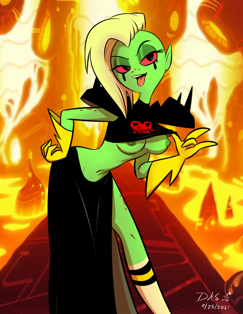 2d alien armor breasts clothing female green_skin lord_dominator monster_girl nipples red_eyes seductive smile solo solo_female tagme umayorokobi villain wander_over_yonder white_fur