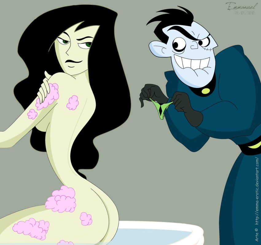 bathing blue_skin disney dr._drakken female human kim_possible male medium_breasts panties shego straight_hair tagme