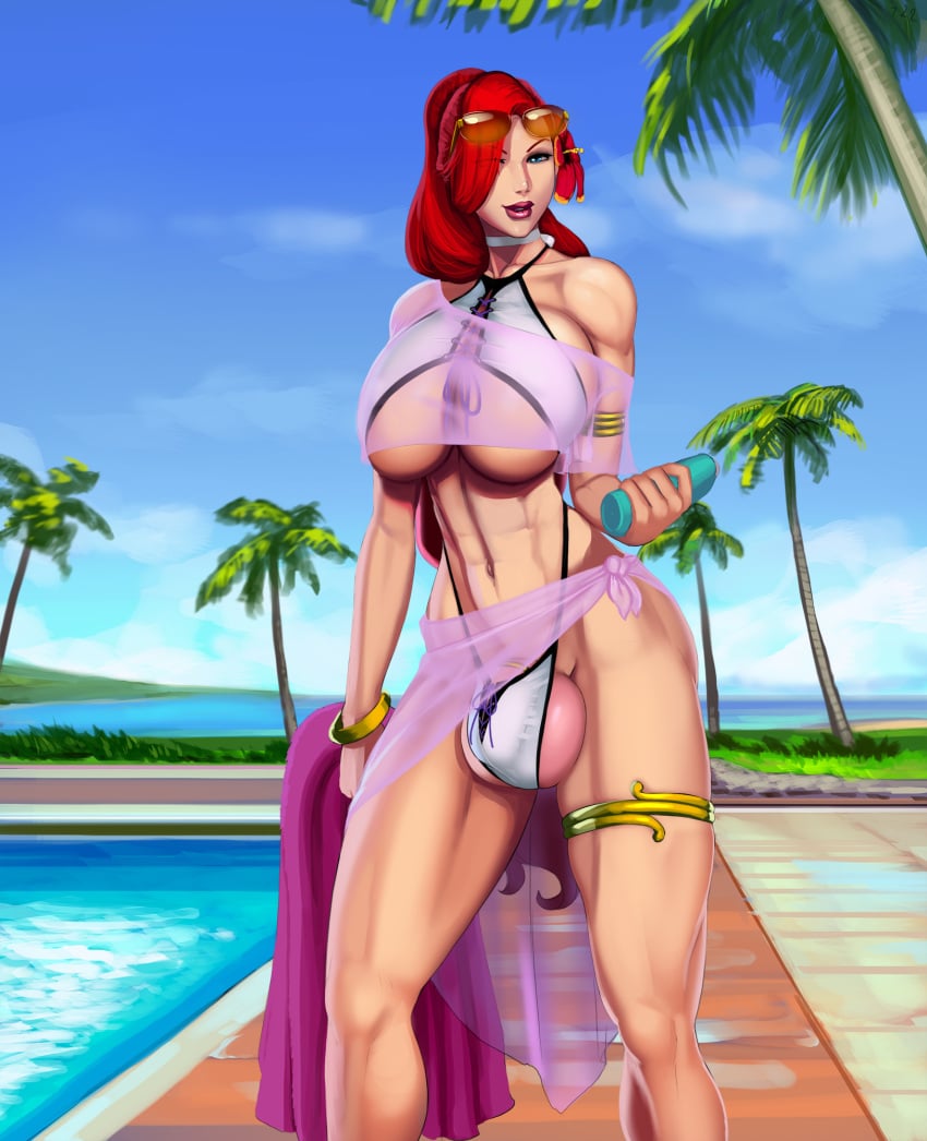 1futa abs aka6 alternate_version_at_source athletic_futanari balls_in_panties barefoot big_balls big_breasts big_penis bikini breasts bulge cleavage clothed clothing dickgirl flaccid futa_only futanari highres huge_balls huge_breasts huge_cock human intersex large_breasts league_of_legends light-skinned_futanari light_skin looking_at_viewer miss_fortune more_at_source mostly_nude pale_skin see-through solo standing thick_thighs toned underboob