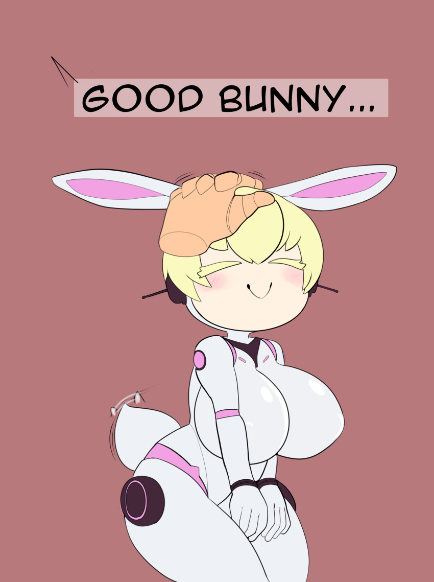 affection blonde_hair buffy-sugo bunny bunny_ears bunny_girl bunny_tail commission dizzytizzy head_pat huge_breasts petting robot robot_girl robotic_arm rocket_league