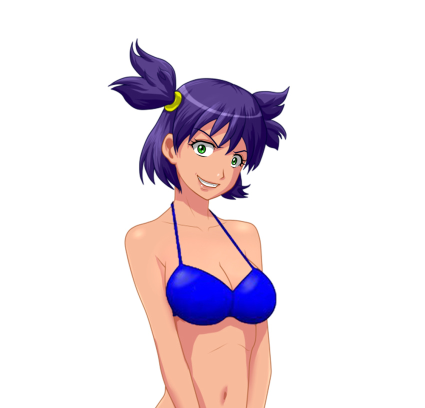 bikini_top color colored everlasting_summer green_eyes lena_(everlasting_summer) purple_hair tagme underwear underwear_only unknown_artist unyl-chan unyl-tan