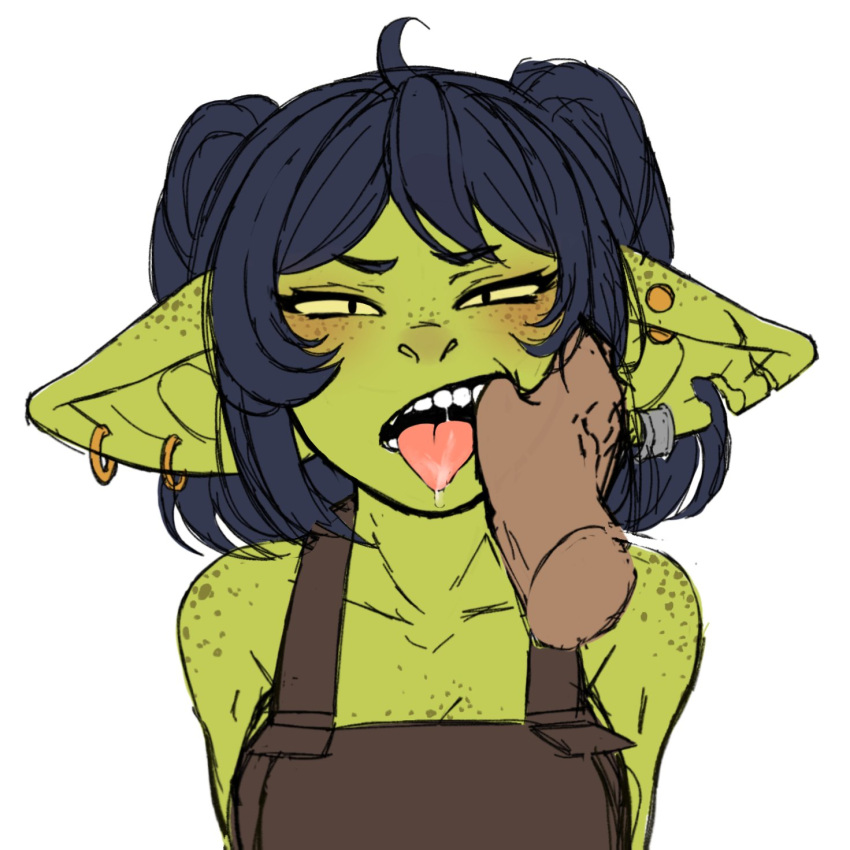 female goblin goblin_female hand_in_mouth imminent_oral oral oral_sex piercings seductive_mouth shabblin_(tricky576) sharp_teeth spread_mouth suspenders thumb_in_mouth tricky576 twintails