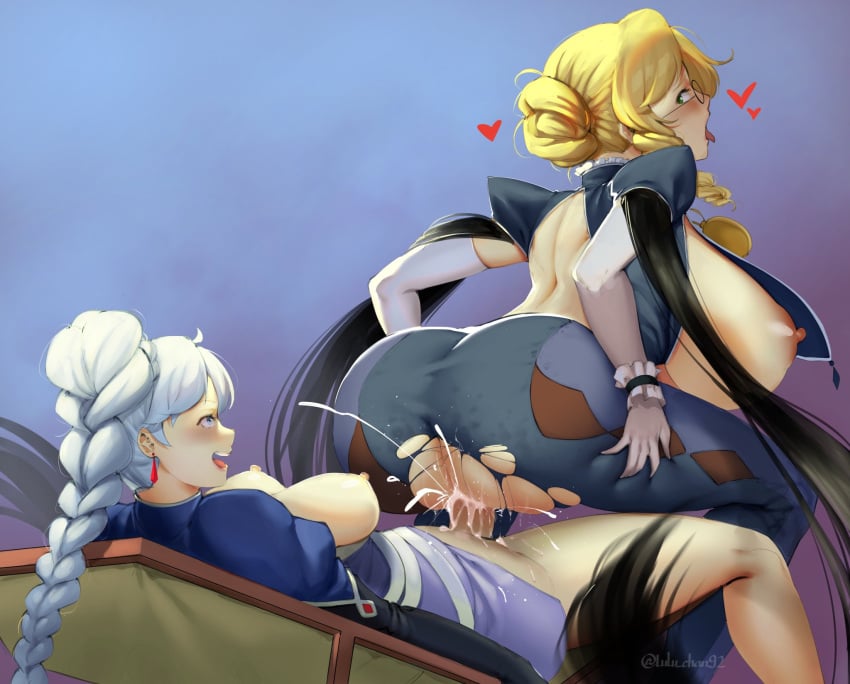 1futa 1girl1futa 1girls age_difference areolae ass atlas_outfit back back_view balls bayonetta bayonetta_(cosplay) bayonetta_2 big_ass big_breasts blonde_hair blue_eyes braid braided_hair braided_ponytail braids breasts clothed clothing commission cosplay cum cum_in_pussy cum_inside duo ejaculation erection female functionally_nude futa_on_female futanari glynda_goodwitch green_eyes hair_bun huge_ass huge_breasts human large_ass large_breasts light-skinned_female light-skinned_futanari light_skin low-angle_view lulu-chan92 milf nipples older_female open_mouth orgasm pale-skinned_female pale-skinned_futanari pale_skin partially_clothed penis ponytail reverse_cowgirl_position rwby sex tongue tongue_out vaginal_penetration weiss_schnee weiss_schnee_(atlas) white_hair younger_futanari