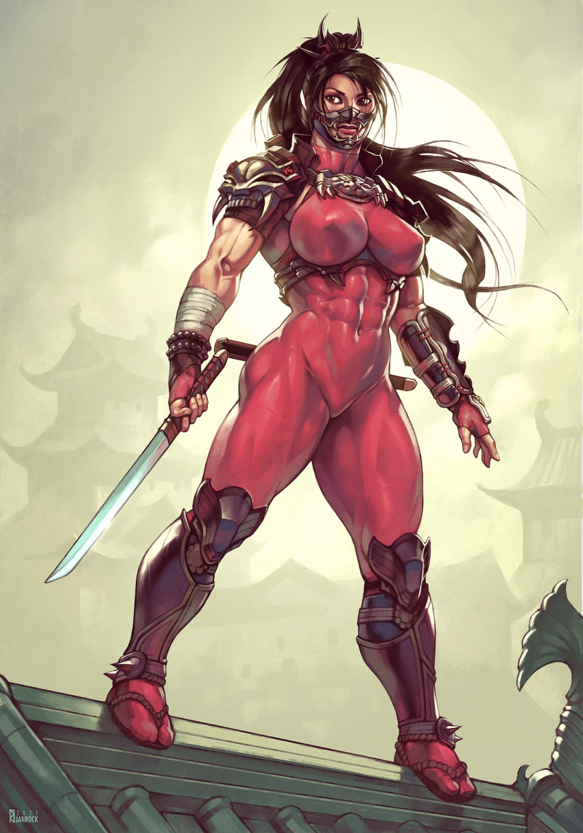 1girls abs athletic_female big_breasts breasts female female_only janrock large_breasts muscles muscular muscular_female soul_calibur taki