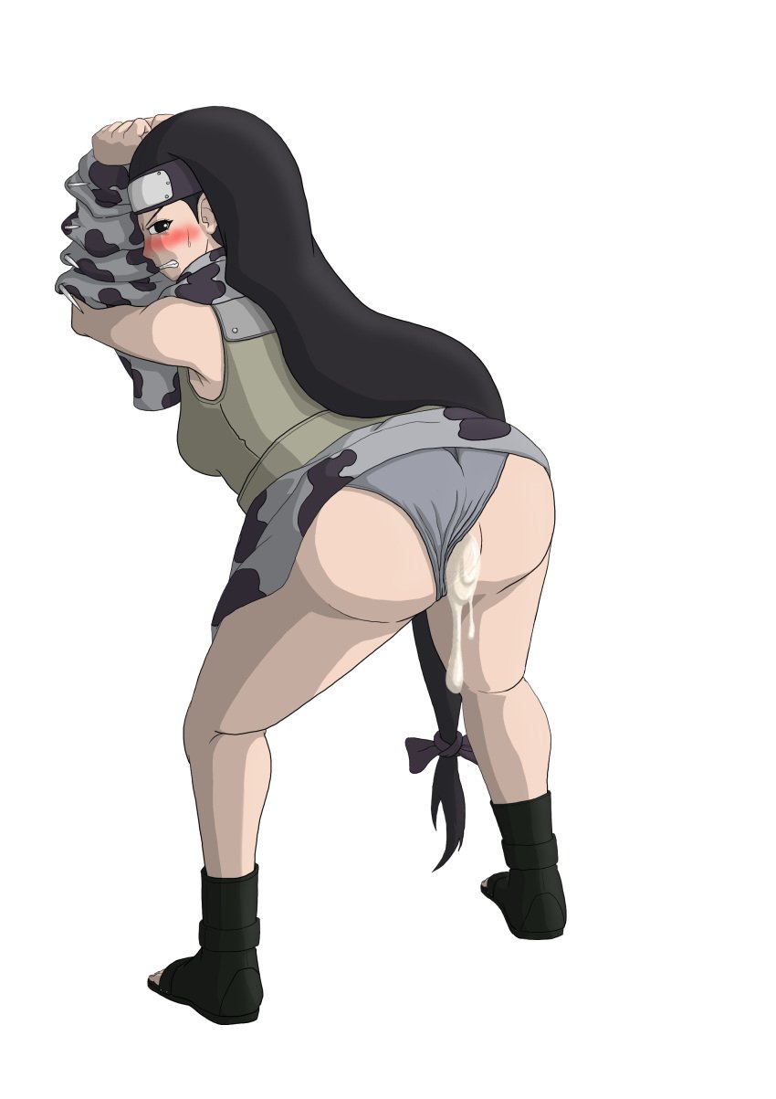 after_sex after_vaginal ass big_ass black_eyes black_hair blush bottomless breasts cum cum_drip cum_overflow endured_face female female_only from_behind gaping gaping_pussy immobile kin_tsuchi long_hair low-tied_long_hair maaji_merge naruto naruto_(classic) naruto_(series) needle no_pants open_toe_shoes panties panties_aside partially_clothed petite plain_background restrained sandals sideboob simple_background skirt skirt_lift solo solo_focus standing taken_from_behind tied_hair tied_hands very_long_hair vest