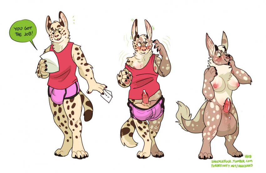 anthro balls big_balls breast_growth breasts felid feline furred_kobold gender_transformation genitals growth gynomorph hhazard huge_balls hyper hyper_balls hyper_genitalia intersex kobold male male_only mammal mti_transformation no_humans serval shrinking size_transformation solo_male species_transformation transformation