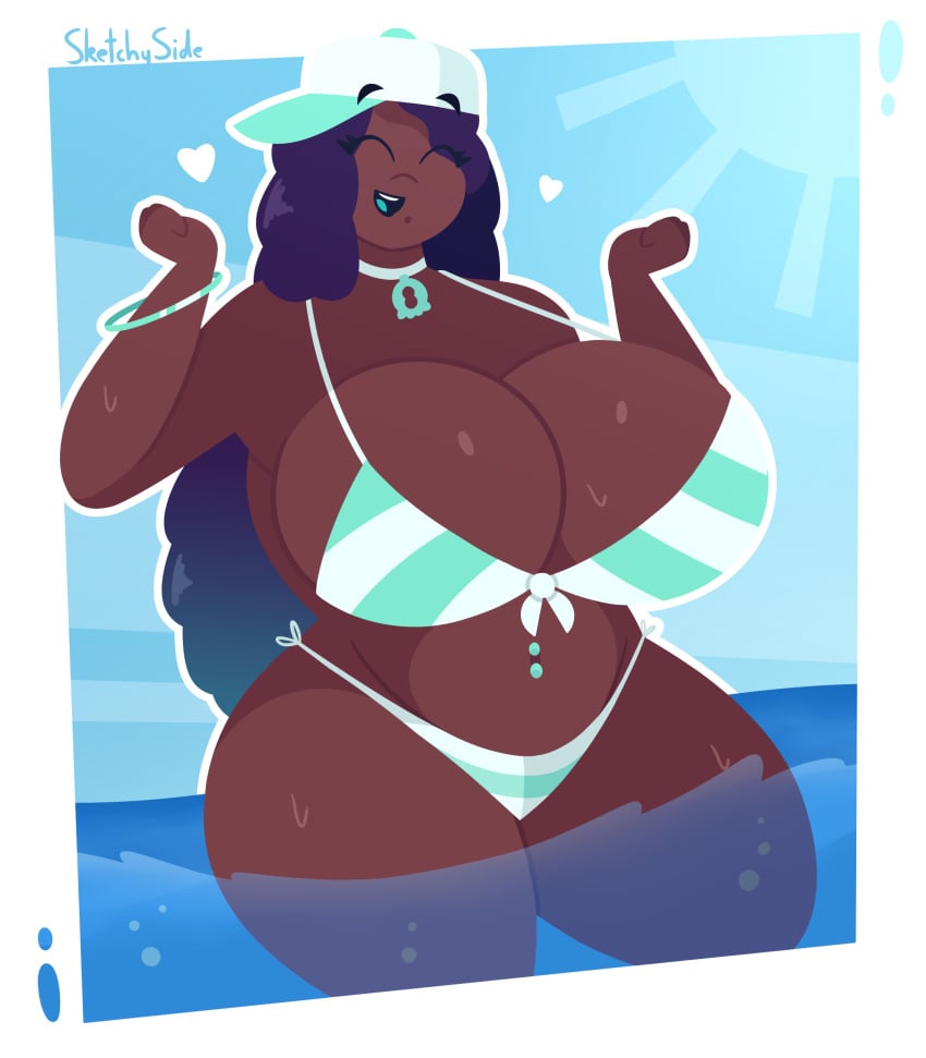 beach big_breasts marina_(splatoon) nintendo partially_underwater_shot splatoon splatoon_(series) splatoon_2 swimming swimsuit thesketchyside underwater