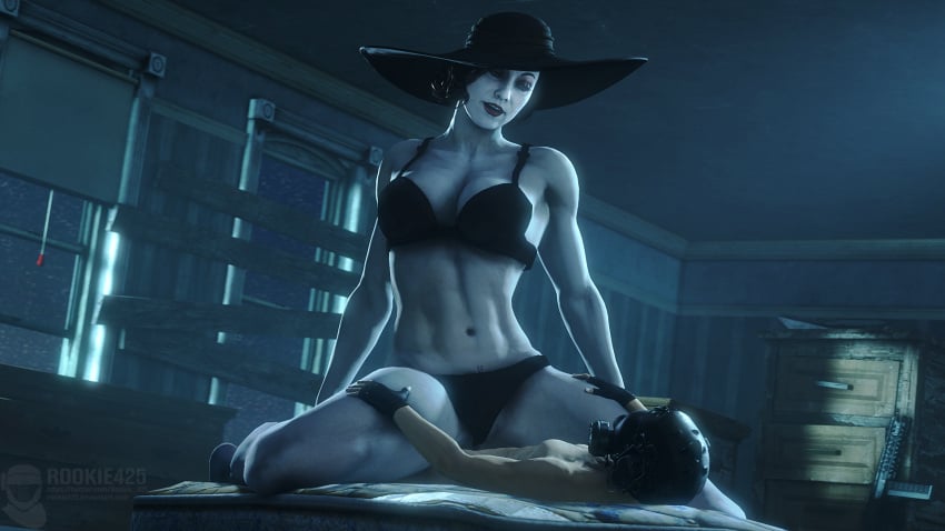 3d alcina_dimitrescu black_bra black_panties bravo44 female resident_evil resident_evil_8:_village rookie425 sex size_difference straight vaginal_penetration