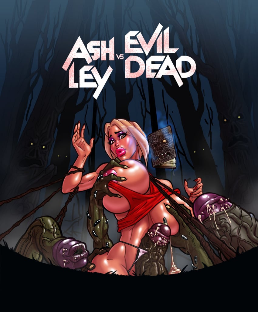 ashley_(thepit) big_breasts bimbo bimbo_body bimbo_lips blonde_hair book breasts busty coxville_stories dargoden evil_dead female female_focus female_only hourglass_figure large_breasts makeup milf necronomicon necronomicon_(evil_dead) short_hair tagme tentacle tentacle_sex wide_hips zombie zombie_boy