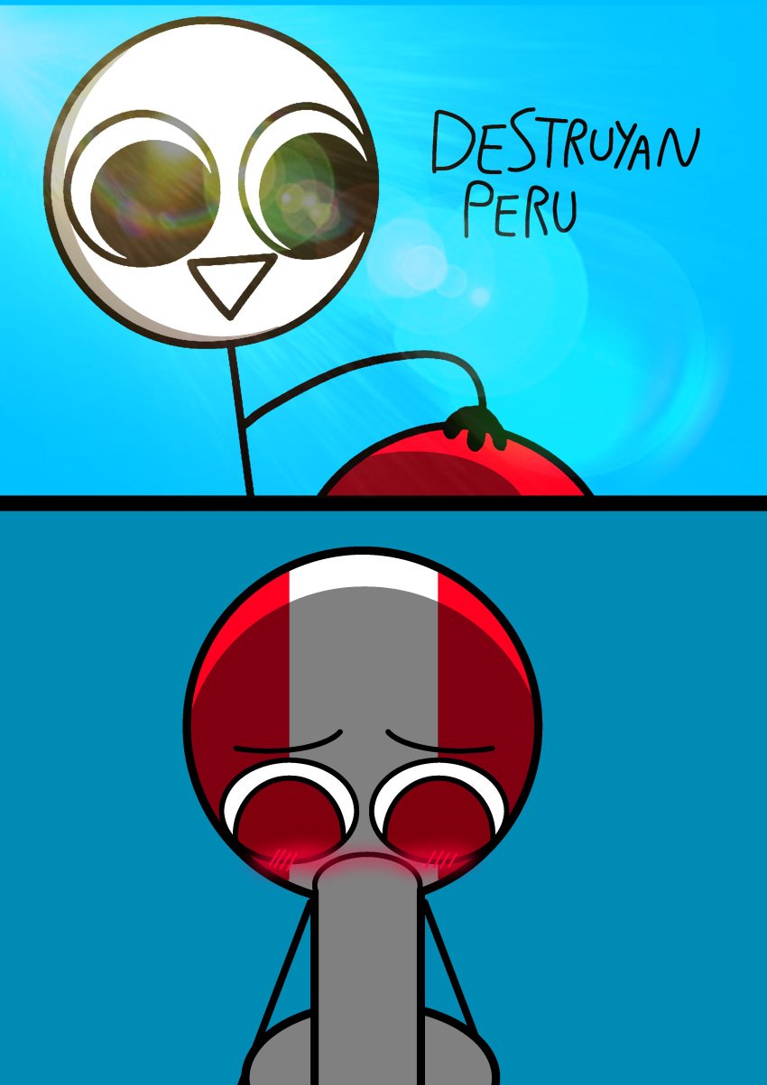 1boy 1futa femdom penis penis_in_mouth peru_(countryhumans) spanish_dialogue stickman sucking_penis testicles xiaro