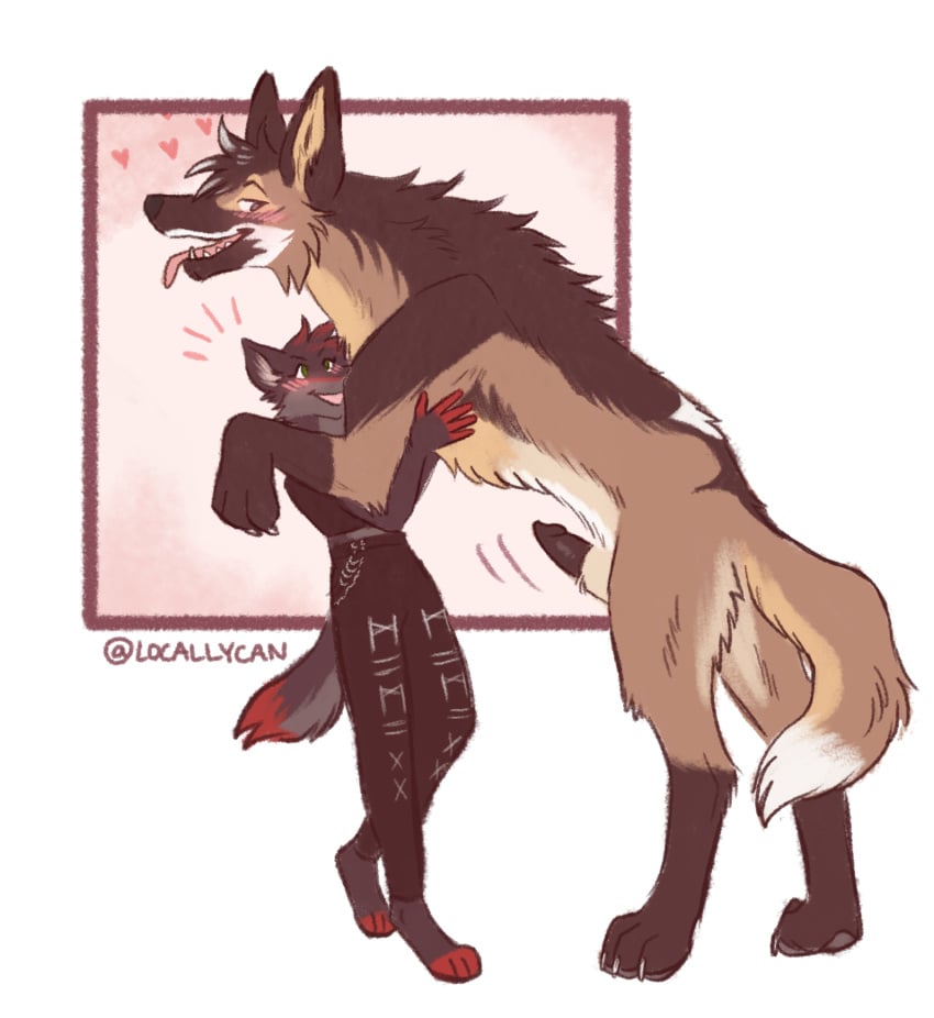 anthro canid canine canis duo female feral hi_res kaptainarr_(character) karidas_(rexroyale) local_lycan male male/female mammal maned_wolf size_difference wolf zoophilia