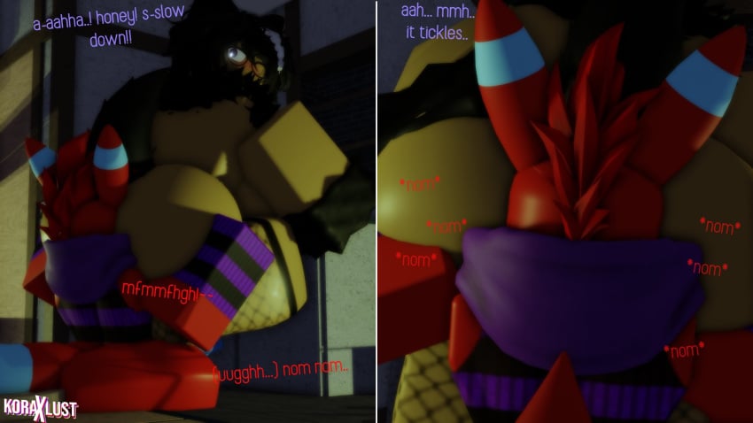 1boy 1girls 3d ass confused eating_ass forced furry kora_x koraxlust millia_(kora_x) onomatopoeia rimjob roblox robloxian size_difference smaller_male tagme text