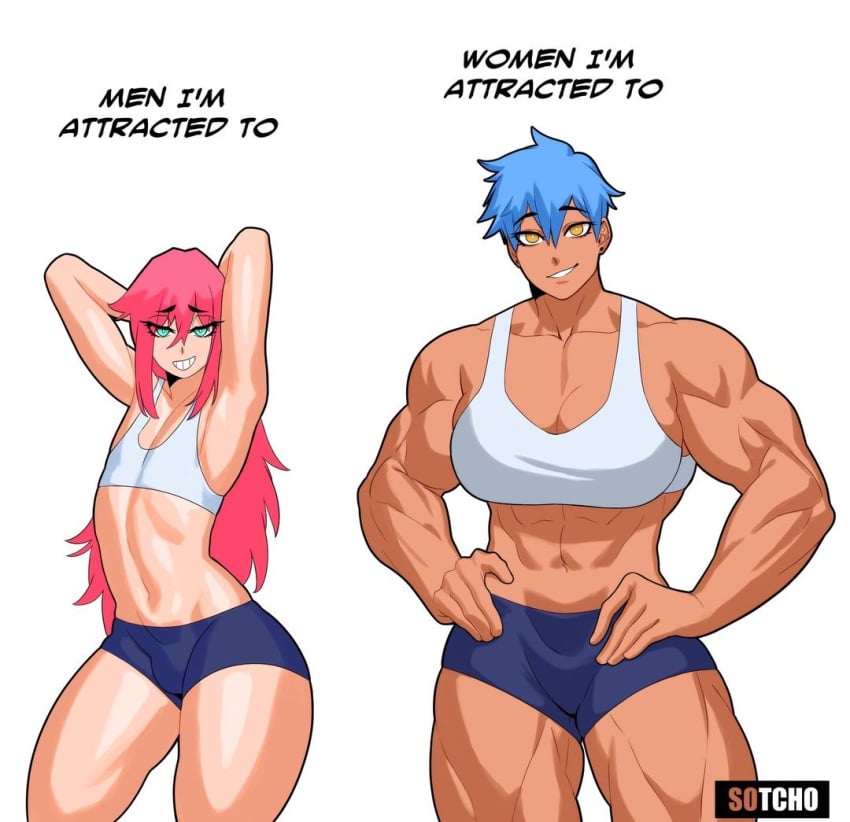 abs belly belly_button biceps big_breasts big_hips big_thighs blue_hair boobs_bigger_than_head breasts breasts_bigger_than_head buff butch female femboy femboy_focus feminine_male gay gay_male hands_behind_head hips_wider_than_shoulders larger_female lgbtq lgbtq+ light-skinned_male light_skin long_hair male male/female meme muscular muscular_female pink_hair seductive seductive_eyes seductive_look seductive_smile short_hair shorts shortstack_femboy sissy skinny skinny_male skinny_waist smaller_male sotcho strong strong_woman tagme tan_body tan_skin tan_skinned_female tank_top thick_thighs thighs thighs_waist twink