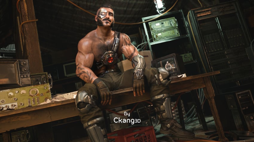 bad_boy bad_guy ckang2021 cybernetic_eye erect_penis erection exposed_hole exposing exposing_hole exposing_self friendly fucking_on_table gang_leader happy indoor_nudity indoors interracial kano_(mortal_kombat) masculine_bottom masculine_male mortal_kombat mortal_kombat_11 muscle muscles muscular muscular_male netherrealm_studios prostitute prostitution trafficking villain