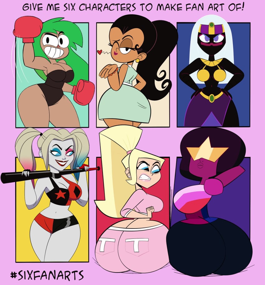 6girls alien alien_girl alien_humanoid ass big_ass big_breasts blonde_female blonde_hair boxing_gloves breasts carlota_casagrande cartoon_network clothing clown clown_girl codykins123 courtney_babcock dc dc_comics duck_dodgers female female_focus female_only garnet_(steven_universe) gem_(species) green_hair harley_quinn harley_quinn_(series) huge_ass human looney_tunes martian martian_(duck_dodgers) multicolored_hair nickelodeon ok_k.o.!_let's_be_heroes paranorman pink_clothes punching_judy queen_tyr'ahnee six_fanarts_challenge skimpy skimpy_clothes skimpy_outfit steven_universe the_casagrandes thick_thighs thin_waist tight_clothing warner_bros warner_brothers white_hair wide_hips