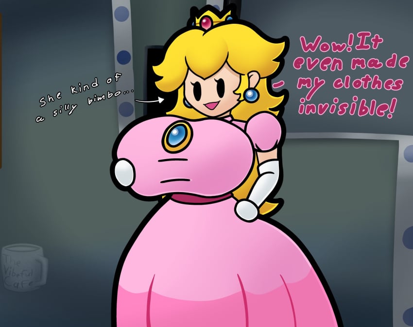 1girls alternate_version_available areolae big_breasts blonde_hair breasts clothed clothed_female clothes clothing crown female female_only fully_clothed long_hair mario_(series) nipples open_mouth open_smile paper_mario paper_mario:_the_thousand-year_door paper_peach paper_peach_invisible_intermission pussy smile solo solo_female thevibefulcafe