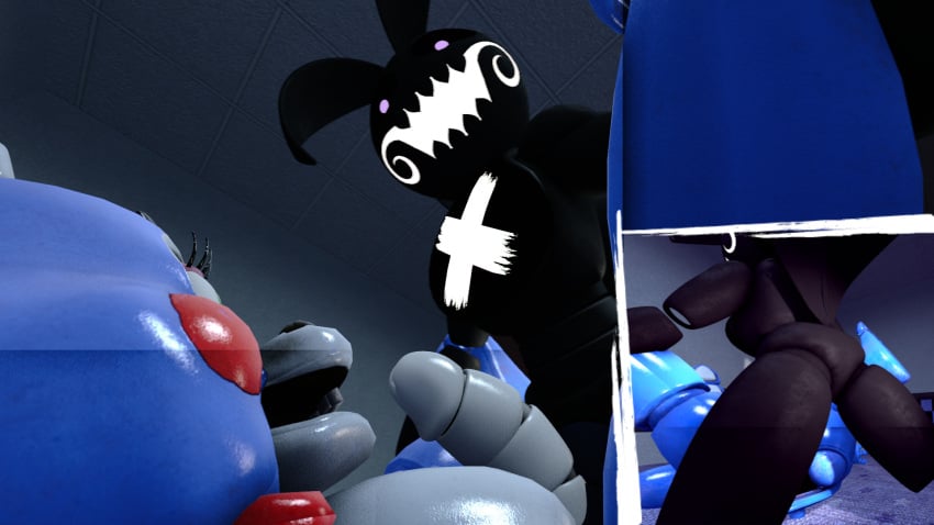 black_body bonnie dark five_nights_at_freddy's fnaf futa/male futa_on_male futanari leg_up male penetration robot robot_girl shadow_toy_chica toy_bonnie_(fnaf)