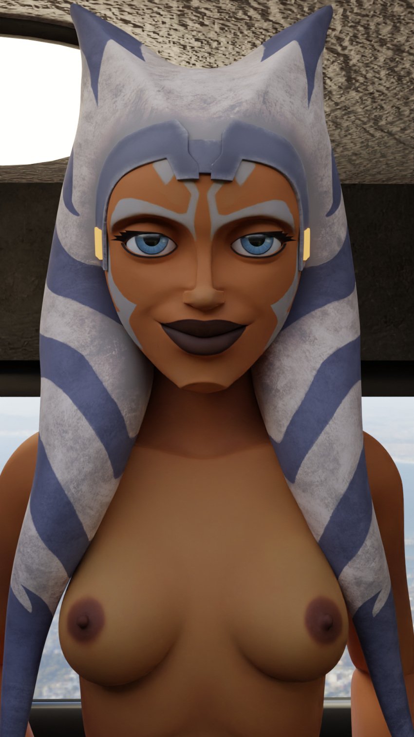 1girls 3d ahsoka_tano airress3d_(3d-modeller) alien_girl areolae athletic_female blue_eyes breasts clone_wars dimorog_(artist) facial female female_focus female_only hi_res looking_at_viewer medium_breasts nipples nude simple_background smile solo star_wars the_clone_wars:_season_seven togruta