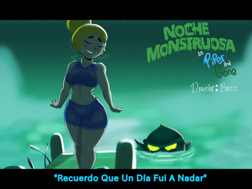 big_ass big_breasts big_butt big_hips big_thighs bikini brawl_stars cleavage female female_focus gene_(brawl_stars) hourglass_figure huge_ass huge_breasts huge_butt huge_hips huge_thighs jacksito_(artist) large_ass large_breasts large_butt piper_(brawl_stars) spanish_text swimsuit tagme translated wide_hips