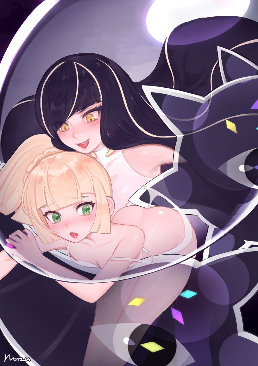 2girls aether_foundation breasts female incest lillie_(pokemon) lusamine_(pokemon) mother_and_daughter multiple_girls nihilego norza pokemon pokemon_sm pokephilia yuri