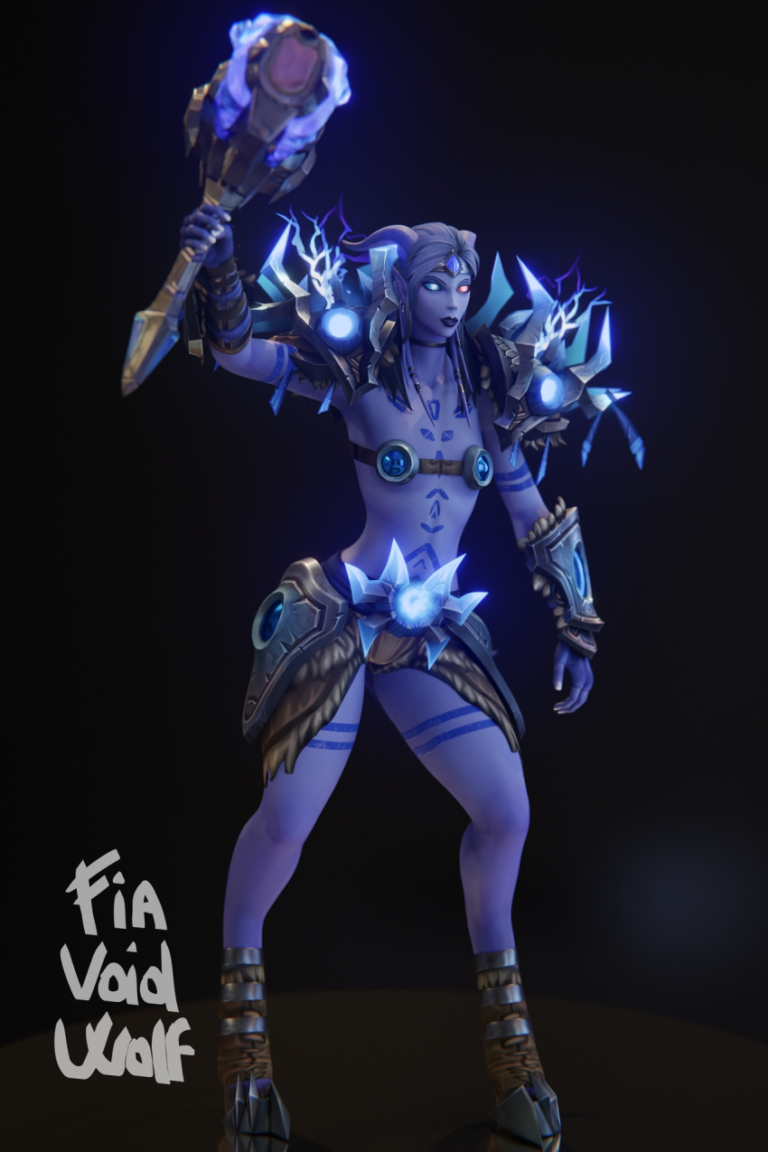 3d armor draenei female fiavoidwolf hooves horns magic shaman_(warcraft) sielna_(fiavoidwolf) warcraft world_of_warcraft wow