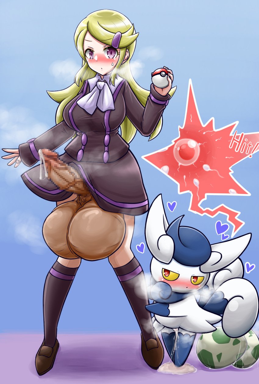 1futa 1girls ace_trainer_(pokemon) ace_trainer_(pokemon_xy) after_sex astrid_(pokemon) balls big_breasts big_penis blush bottomless clothed clothing cum cum_pool cum_puddle cumdrip dark_penis darkened_genitalia dress duo egg egg_laying eggs erection female futanari gigantic_balls heart heart-shaped_pupils huge_balls human hyper_balls impregnation ineffective_clothing interspecies interspecies_impregnation interspecies_pregnancy knees_together_feet_apart large_penis light-skinned_futanari light_skin meowstic mostly_clothed nizikuroryu nyaonix oversized_balls ovum pale_skin penis pokeball pokemon pokemon_xy pokephilia precum pregnant pussy standing steam testicles