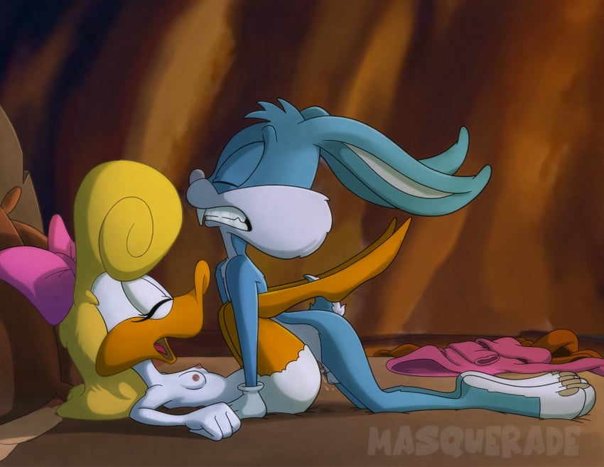 anthro buster_bunny cub duck masquerade_(artist) rabbit shirley_the_loon soft_feathers tiny_toon_adventures young