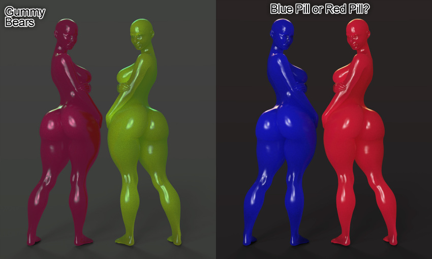 3d bald big_ass big_butt blue_skin candy_girl daz_studio elemental_creature elemental_humanoid green_skin jelly_girl misuzalha3d monster_girl purple_skin red_skin render slime_girl solo thick_thighs wide_hips