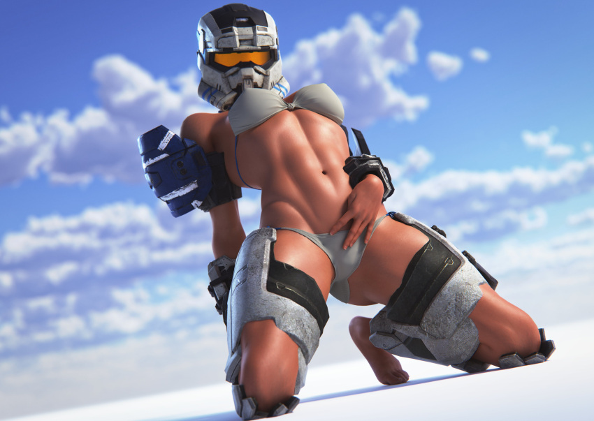 1girls abs halo_(series) helmet llamasarepink pose spartan_(halo) tagme