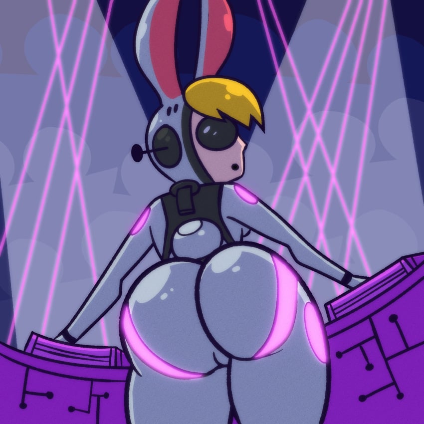 2021 absurd_res blonde_hair buffy-sugo bunny bunny_ears bunny_girl bunny_tail commission hi_res huge_ass neon_lights pulpdirector robot robot_girl rocket_league sliceoflifelewd_(artist) tagme