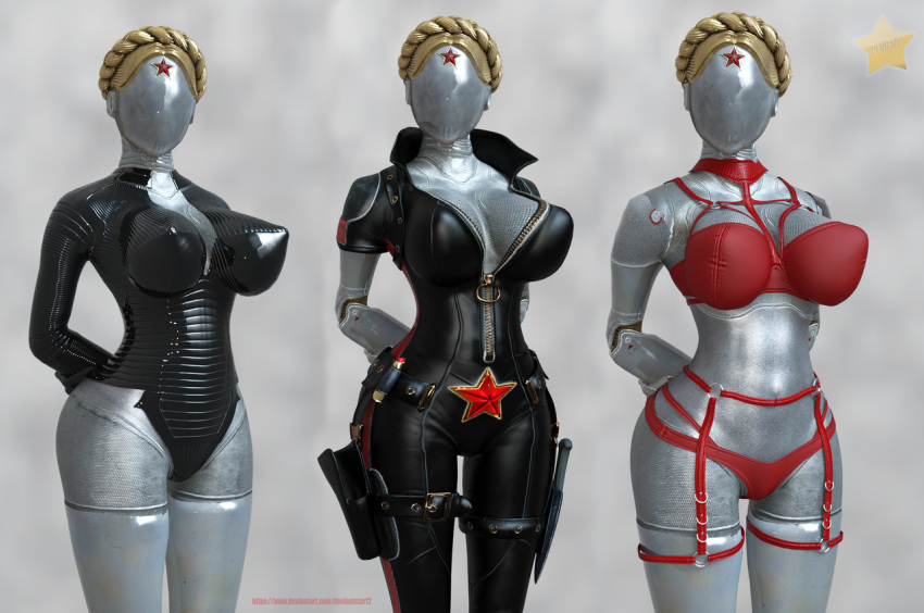 3d 3girls android android_girl atomic_heart ballerina big_breasts black_widow_(cosplay) bodysuit breasts busty cleavage curvy deviantstar12 digital_media_(artwork) faceless faceless_character faceless_female female female_focus female_only fit fit_female focus_entertainment gun gynoid hips hourglass_figure huge_ass huge_breasts humanoid knife large_breasts left_(atomic_heart) marvel metallic_body mundfish right_(atomic_heart) robot robot_girl robot_humanoid russian soviet_union the_twins_(atomic_heart) thick thick_ass thick_hips thick_legs thick_thighs thigh_holster thighs top_heavy twins unzipped unzipped_bodysuit voluptuous waist weapon wide_hips