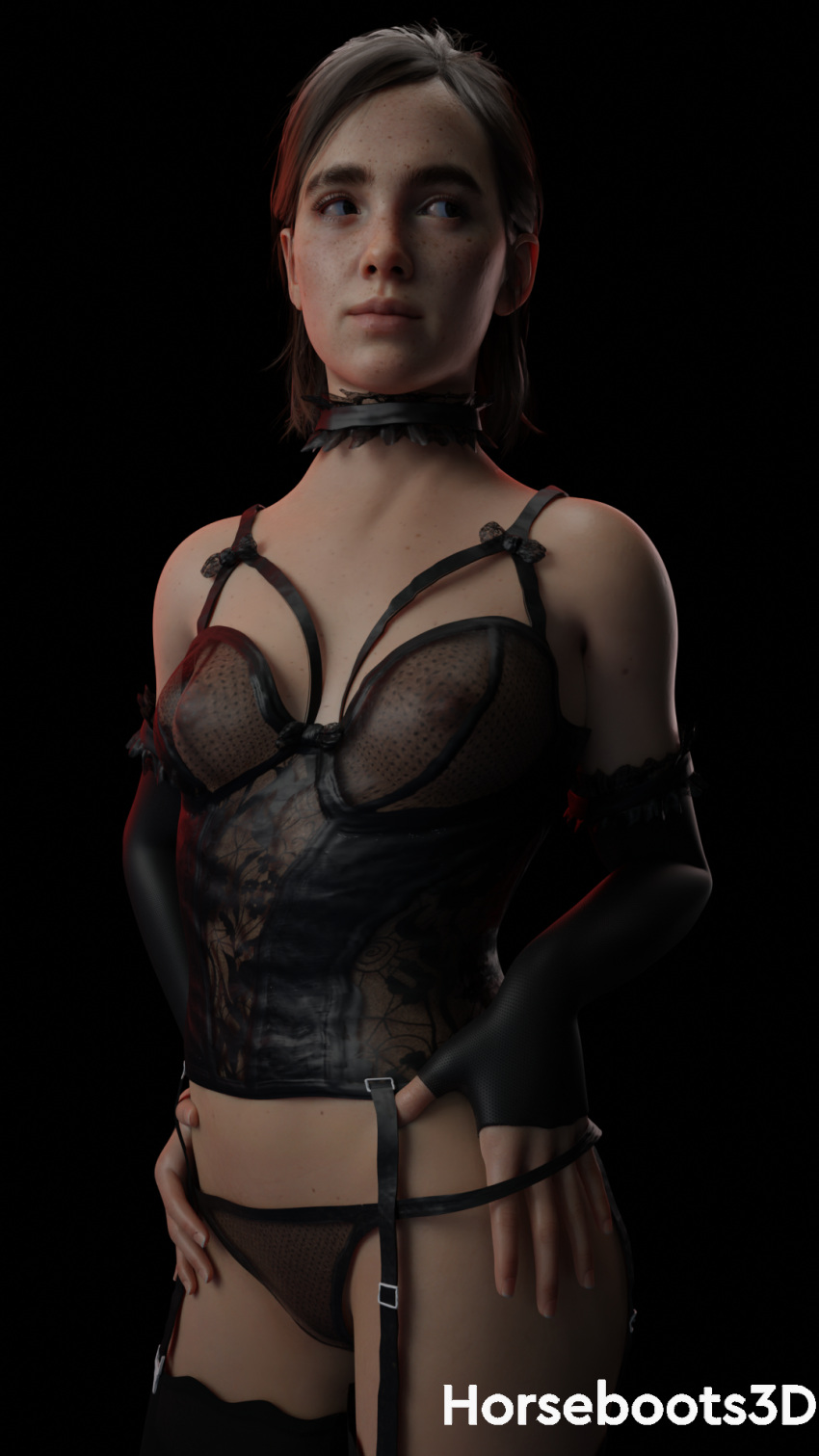 1girls 3d blender_(software) ellie_(the_last_of_us) ellie_williams female female_only horseboots3d lingerie naughty_dog panties solo the_last_of_us the_last_of_us_2 thong