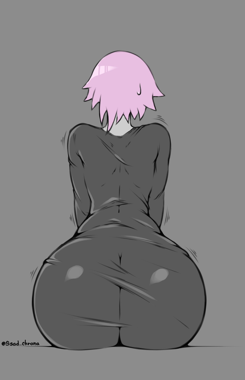 ambiguous_gender androgynous ass ass_in_dress back back_view big_ass big_butt chrona_draws crona_(soul_eater) from_behind massive_ass massive_butt pink_hair soul_eater