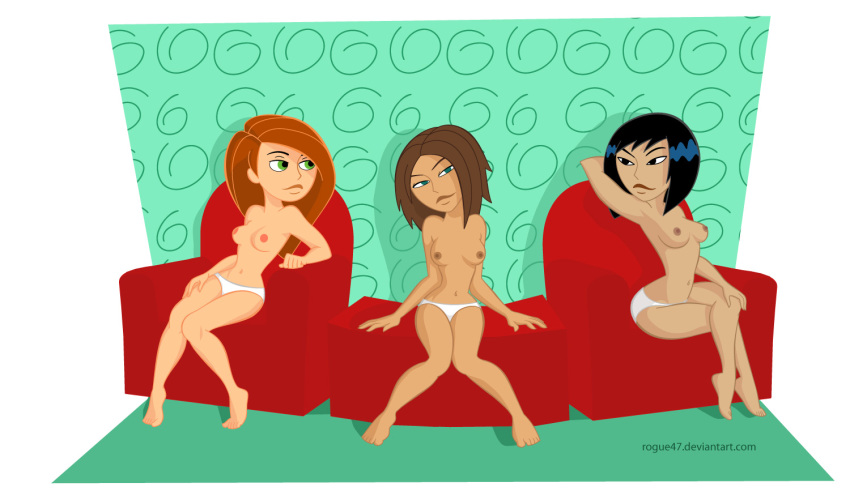 bonnie_rockwaller disney female female_only human kim_possible kimberly_ann_possible multiple_females multiple_girls nipples rogue47 straight_hair yori_(kim_possible)