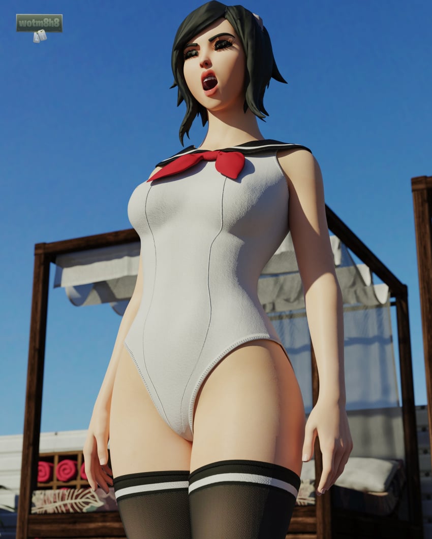 3d 3d_(artwork) female female_only fortnite fortnite:_battle_royale thick_thighs tsuki_(fortnite) wotm8h8 yawn