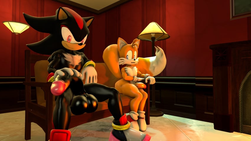 3d anxious darksorm huge_cock imminent_rape imminent_sex looking_at_penis male_only nervous sega shadow_the_hedgehog sitting sonic_(series) tails