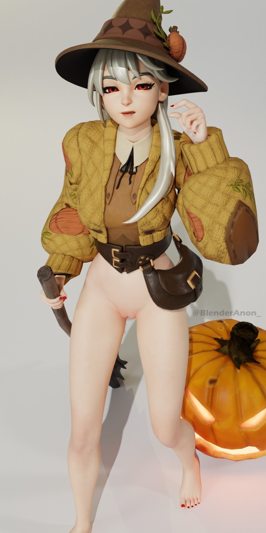 1girls 3d blender blender_(software) blenderanon_ broom disgusted disgusted_expression disgusted_look fat_mons feet female fortnite fortnite:_battle_royale fortnitemares hat lexa_(fortnite) lexa_hexbringer_(fortnite) looking_at_viewer looking_up pain painted_fingernails painted_nails pantsless princess_lexa_(fortnite) pumpkin red_eyes red_nail_polish red_nails shiny_skin small_penis_humiliation solo solo_focus sph standing tagme twitter_username watermark white_hair witch witch_costume witch_hat