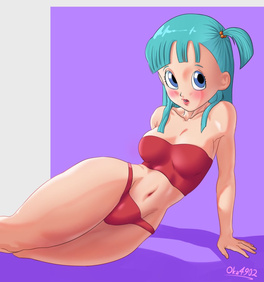 big_ass big_breasts big_butt big_eyes bulma_briefs clothed clothed_female colored dragon_ball dragon_ball_z long_hair oka4902 open_eyes tummy wide_hips