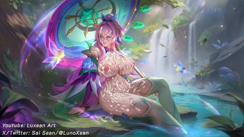 ahe_gao ahegao big_breasts cum_everywhere huge_breasts kagura_(mobile_legends) pink_hair