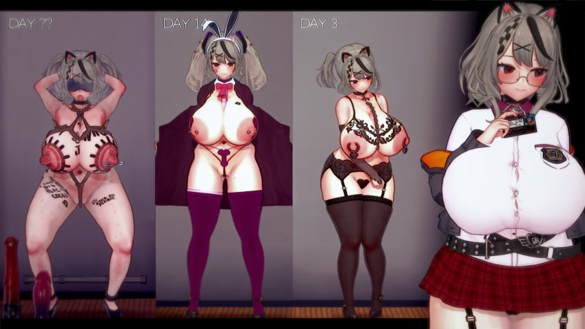 3d areolae blindfold bondage broken bunny_ears cat_ears corruption curvaceous curvy curvy_figure degradation degradation_text degrading hololive hololive_japan holox huge_breasts koikatsu lingerie mind_break nipple_piercing nipples playboy_bunny qos qos_tattoo sakamata_chloe school_uniform schoolgirl slingshot_bikini slingshot_swimsuit slutty_outfit tagme twintails virtual_youtuber vtuber whore writing_on_body writing_on_breasts